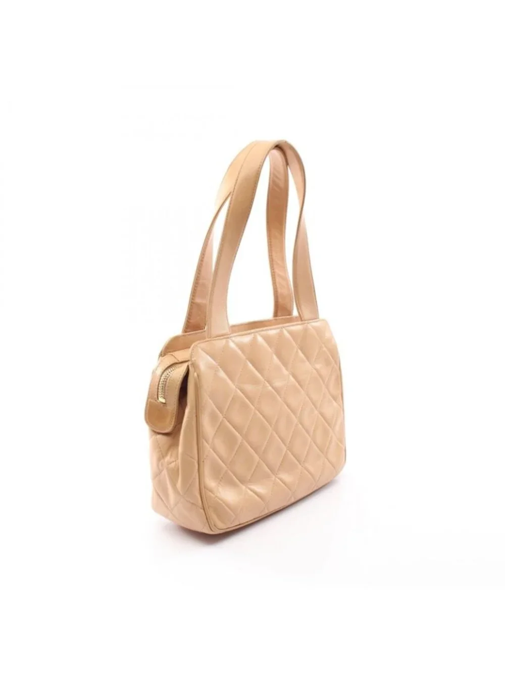 Chanel Handbag Quilted Beige Lambskin